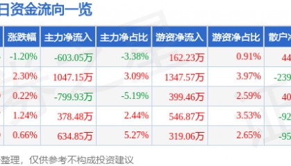 股票行情快报：峨眉山Ａ（000888）6月27日主力资金净卖出603.05万元