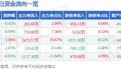 股票行情快报：龙净环保（600388）7月31日主力资金净买入202.60万元
