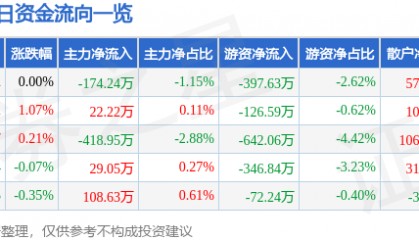 股票行情快报：峨眉山Ａ（000888）7月8日主力资金净卖出174.24万元