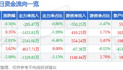 股票行情快报：峨眉山Ａ（000888）8月4日主力资金净卖出205.47万元