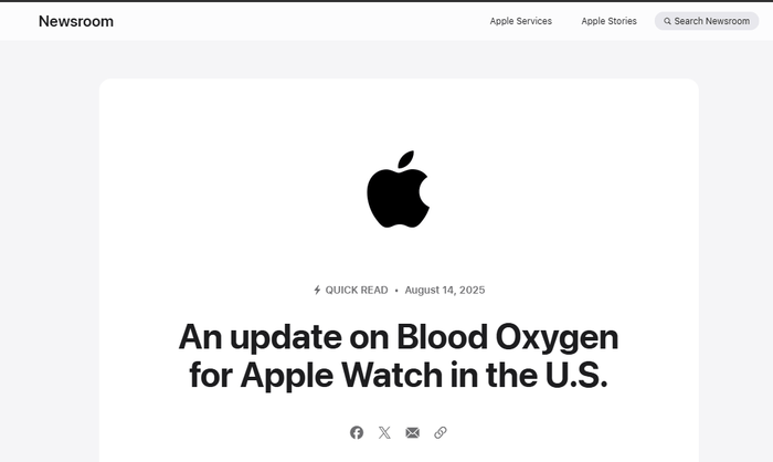 苹果软件更新:为美国部分Apple Watch恢复血氧监测